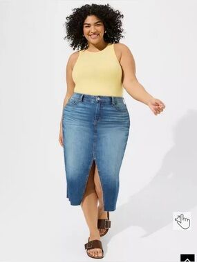 Torrid Maxi Denim Slit Front Skirt